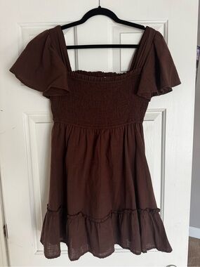 Altar'd State Chocolate Brown Smocked Dress